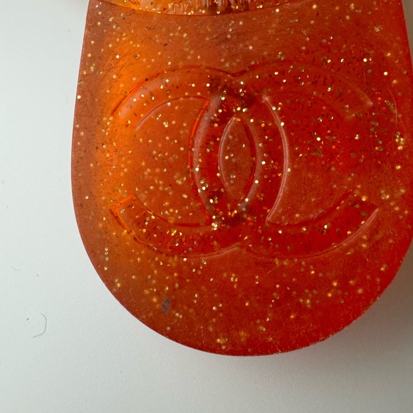 CHANEL CC Jelly Camellia Glitter Thong Sandals Size 36 - Picture 5 of 7